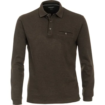 Produktbild von CasaModa Langarm-Poloshirt Übergröße braun melange