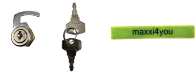 Productafbeelding van Gerda sleutel met cilinder, geschikt voor Gerda koffers/safes, inclusief reflecterende band