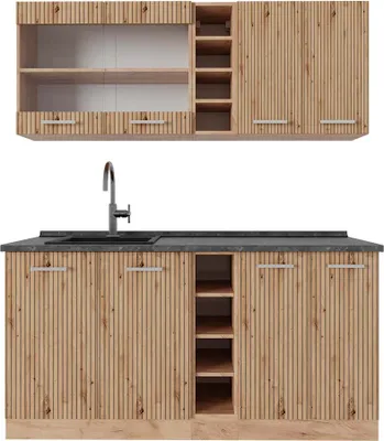 Produktbild von Singleküche Vicco R-Line Artisan-Eiche/Goldkraft Eiche 160 cm , AP Anthrazit, Model 48934