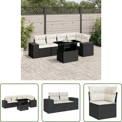 Produktbild von The Living Store 6-tlg. Garten-Sofagarnitur mit Kissen Schwarz Poly Rattan