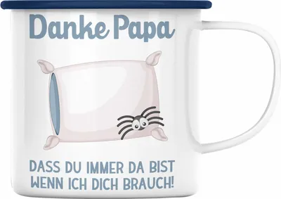 Produktbild von Trendation - Geschenk für Papa von Tochter Lustige Emaille Tasse Danke Vater Geschenkidee Lustige Emaille Emaille Tasse für Bester Papa von Tochter Weihnachten Geburtstag Geschenkidee (Blau)