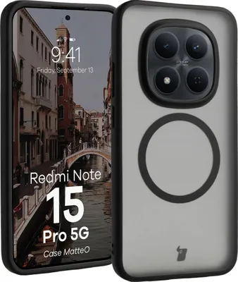 Produktbild von Handyhülle mit Magnetring für Xiaomi Redmi Note 15 Pro 5G, Bizon Case MatteO, Getönt-Schwarz
