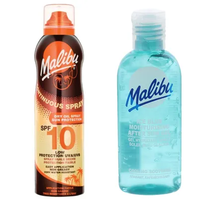 Obrázek produktu pro Malibu Suchý olej v aerosolu SPF10 175ML + Gel po opalování 100 ml