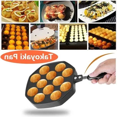 Produktbild von Gietijzeren Aebleskiver Pan 12 Holtes wird zu:Gusseisen Aebleskiver Form 12 Löcher - Ideal für Mini Pancake Form Cake Pop Form - Takoyaki Maker Backform - Dänischer gefüllt