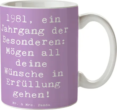 Produktbild von Mr. & Mrs. Panda Bedruckte Tasse Spruch 1981 Geburtstag - Lavendeltraum - Geschenk, Teetasse, besonderes, Geburtstagsgeschenk, Kaffeebecher, Happy Birthday, Erinnerungen