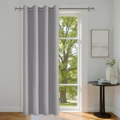 Obrázek produktu pro Záclona na dveře – neprůhledná, stříbrně šedá, rozměry 240 x 140 cm