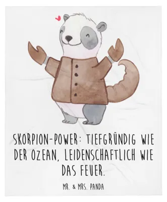 Produktbild von Mr. & Mrs. Panda Decke Skorpion Astrologie - Weiß - Geschenk, Sofadecke, Geburtstagsgeschenk, Tagesdecke, Tierkreiszeichen, Bettdecke, Sofaüberwurf, Sternzeichen