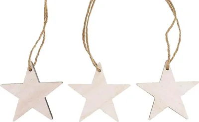 Produktbild von Holzsterne zum Aufhängen - Natur - 7 cm 10er Set