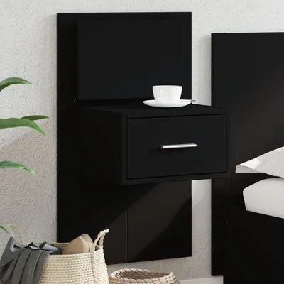 Produktbild von vidaXL Wand-Nachttisch mit LED-Leuchten Schwarz