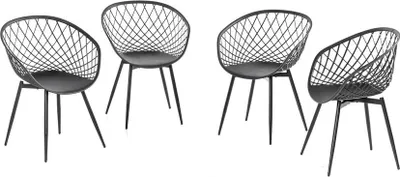 Produktbild von 4er Set Stühle mit abgerundetem Design mit Gittermuster - Schwarz