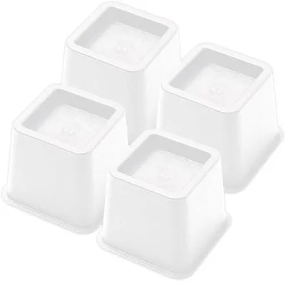 Imagen del producto de Juego de elevadores para muebles, 8 cm de altura, color blanco, 4 unidades, para nivelar muebles