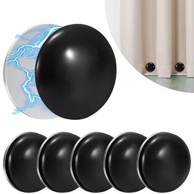 Produktbild von Magnetische Duschvorhanggewichte, rund, 6 Stück, schwarz