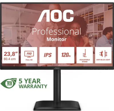 Image de Moniteur AOC 24E4U 60,5 cm (23,8") 1920 x 1080 pixels Full HD LED Noir