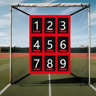 Produktbild von Schlagtrainingsnetz für Softball, Schlaghilfe für Baseball und Softball, Zielnetz für Wurf- und Schlagzonen zum Genauigkeitstraining