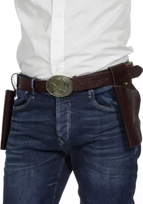 Image de Étui double pour pistolets avec ceinture marron