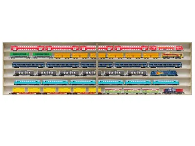 Produktbild von Vitrine Setzkasten Schaukasten Wandregal 2E26ALR / 160 cm Fächer 6 Spur H0 mit Nuten inklusive Plexiglas