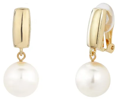 Productafbeelding van Reisclip oorbellen - dames - witte parel van 12 mm - 22 karaat verguld - 113718