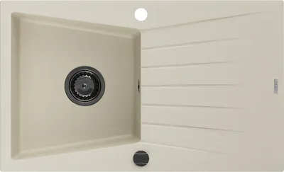 Produktbild von Mexen Cesar Granitspüle mit einem Becken und einer Abtropffläche 775 x 470 mm, Beige, Siphon Schwarz - 6514771010-69-B