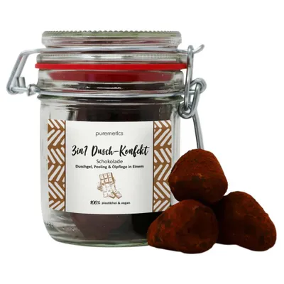 Immagine prodotto di pasticceria da doccia 3in1 - cioccolato 10 pezzi in barattolo decorativo 200g
