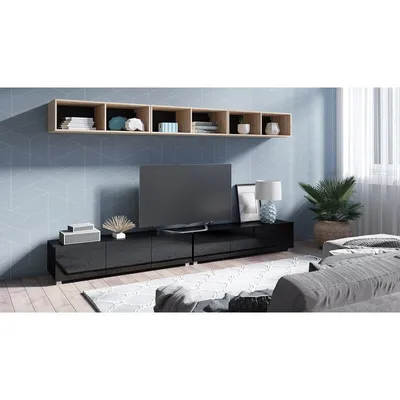 Image de Armoire murale CHEMUNG 30 – chêne artisan / noir brillant