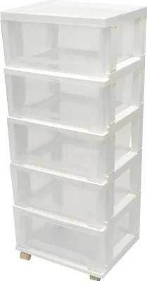 Obrázek produktu pro Plastová zásuvková skříň s 5 zásuvkami a 4 kolečky 40x33x98cm Kancelářský zásuvkový vozík (bílý)