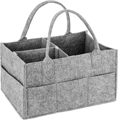 Produktbild von Famanu Filztasche tragbarer Wickel-Organizer - graue Filzbox mit verstellbaren Fächern