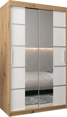 Produktbild von Kleiderschrank, Schiebetürenschrank Schlafzimmer, Schrank mit Spiegel VERONA 4 120 cm