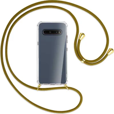 Produktbild von Handykette Backcover-Schutzhülle mit Band (Metall goldfarben) für LG V60 ThinQ - khaki