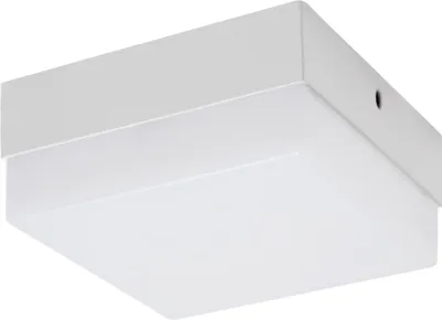 A white square ceiling light with a frosted diffuser.