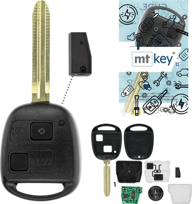 Produktbild von MT-KEY Funk Schlüssel Autoschlüssel 434MHZ ID33 TOY43 kompatibel mit Toyota Tarago R10 95-00 2 Tasten 433MHZ Fernbedienung