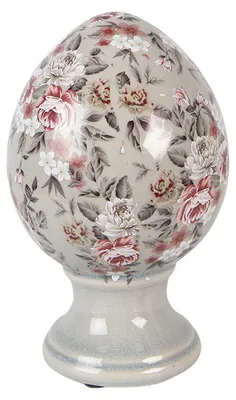 Imagen del producto de Clayre & Eef, figura decorativa de huevo, diámetro 12 cm, altura 19 cm, color gris, cerámica