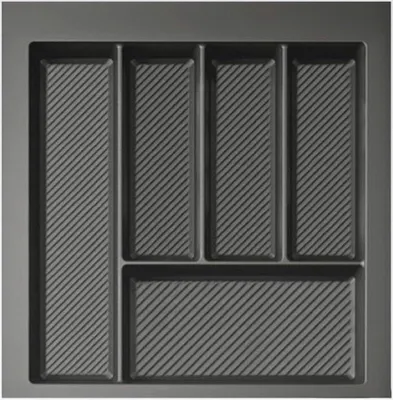 Produktbild von Besteckkasten für Schubladen 50 cm Weiß Graphit 45x49cm – zuschneidbarer (B: 45-39cm) (T: 49-42cm) (Graphit)