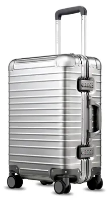 Produktbild von Aluminum Koffer & Trolleys, Stabil Hartschalekoffer ohne Reißverschluss, Alu Reisekoffer mit 4 Doppel-Spinner Rollen, TSA-Zahlenschloss(Silber, 55 cm, 40L)