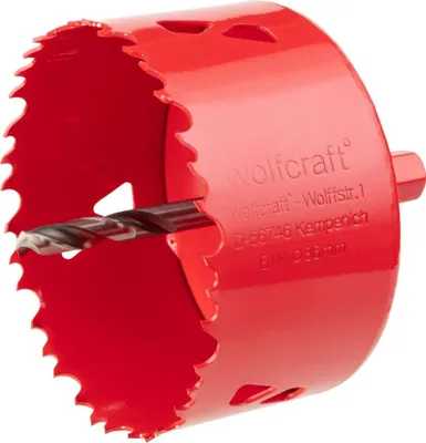 Produktbild von wolfcraft GmbH 1 Lochsäge, Einzelbild, Bohrer, Gipskarton, Nicht-eisenhaltiges Metall, Kunststoff, Sperrholz, Stahl, Holz, Rot, Bimetallisch, Hochgeschwindigkeitsstahl (HSS)
