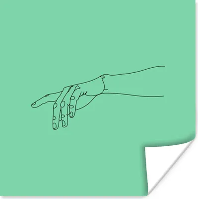 Produktbild von MuchoWow® Poster Hand - Finger - Strichzeichnung 50x50 cm - Wohnzimmerdekoration