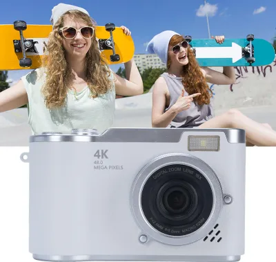 Zdjęcie produktu dla Cyfrowy aparat fotograficzny 1080P 48MP 2,4-calowy wyświetlacz HD 8-krotny zoom elektroniczny wideo biały