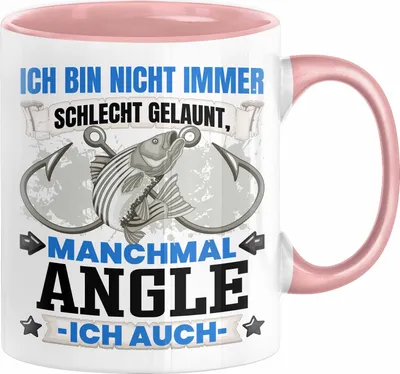 Produktbild von Angler Geschenk Tasse Ich Bin Nicht immer Schlecht Gelaunt Angeln Fischer Kaffee-Becher (Rosa)