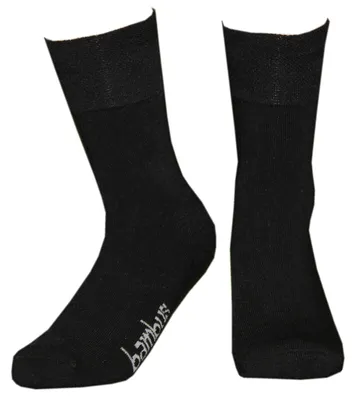 Produktbild von 3 Paar Bambus-Socken mit Frottee-Sohle ohne Gummi, Farbe:Schwarz, Grösse:43-46