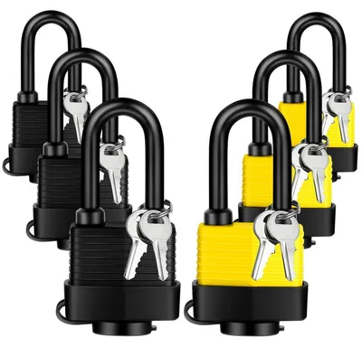 Image de Lot de 6 cadenas identiques, résistants aux intempéries, étanches (3 jaunes/3 noirs)