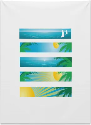 Produktbild von Abakuhaus Strand Wandteppich, Banner Streifen Exotisch aus Weiches Mikrofaser Stoff Kein Verblassen Klare Farben Waschbar, 110 x 150 cm, Gelb Grün Blau