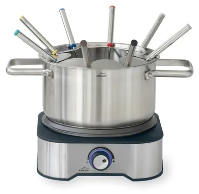 Elektrische Fondue, Edelstahl, 1500 W, 1,2 l, 8 Gabeln, regelbarer Thermostat