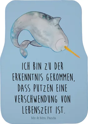Produktbild von Mr. & Mrs. Panda Automatte Narwal - Blau Pastell - Geschenk, Kinderzimmer, Meer, Putzen, Fußmatte Fürs Auto, Wal, Auto-Fußmatte, Autoteppich, Hausfrau, Aufräumen
