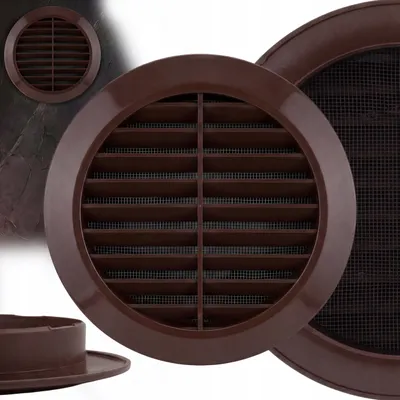 Immagine prodotto di Griglia di ventilazione rotonda in plastica, diametro 100 mm, con rete anti-insetti marrone