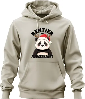 Produktbild von RENTIER WAR T Panda Weihnachten lustig Geschenk Uni Hoodie Kapuzenpullover, Natur, M