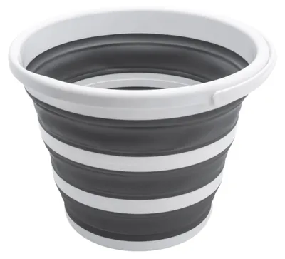 Image de Seau de camping pliable Ø 34 cm gris - 10 L - Seau en silicone avec poignée de transport - Seau d'eau pliable polyvalent pour l'extérieur