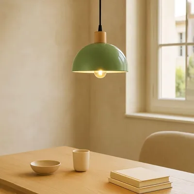 Produktbild von Opviq, Moderne Pendelleuchte in Mint und Schwarz, Metallkörper, Höhenverstellbar (55-100 cm), Ø25 cm, E27 Fassung, IP20, Ideal für skandinavische Wohnräume, Elegantes Design.