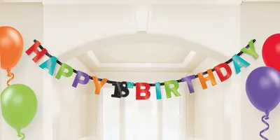 Produktbild von 18. Geburtstag Happy Birthday Girlande Banner Partydeko Raumdeko bunt
