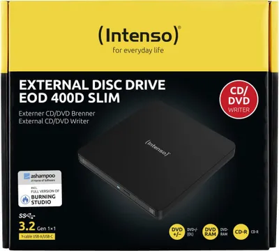 Produktbild von Intenso Brenner extern EOD 400D SLIM für CD / DVD / M-Disc USB 3.2 USB-A / USB-C schwarz