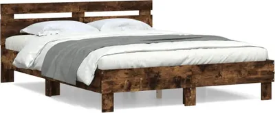 Obrázek produktu pro vidaXL Rám postele s čelem z kouřového dubu 140x190 cm materiál na bázi dřeva