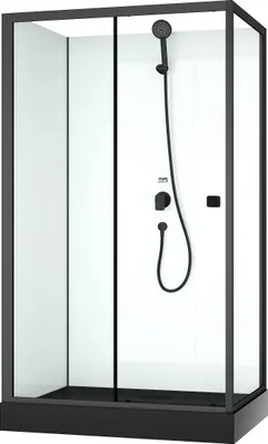 Image de Cabine de douche rectangulaire 110x80x197 cm - Porte coulissante - Receveur Noir Mat